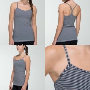 Lululemon Power Y Tank Luon Stripe Heather Grey Black Size 8
